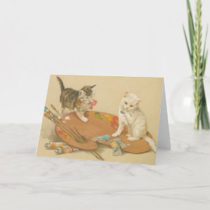 Vintage Artist Kitten Note Card Karte