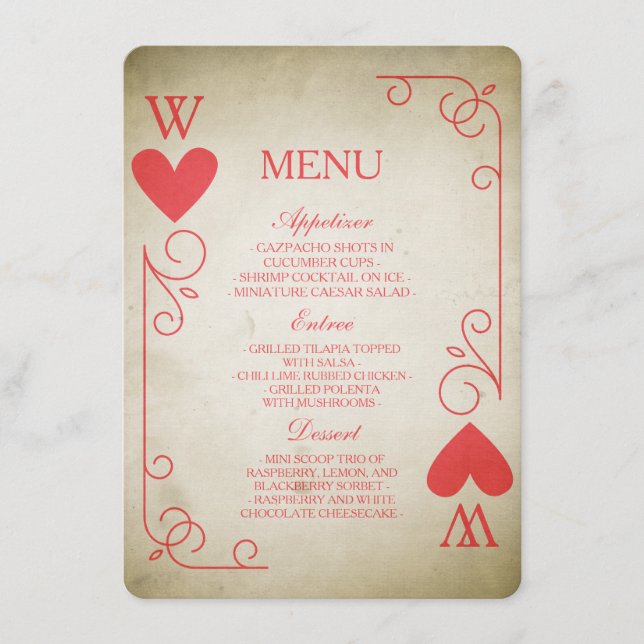 Vintage As of Hearts Menu Mariage (Devant)