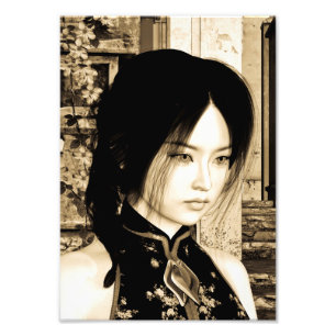 Vintage-Asiatische-Frauenporträt-Kunst Fotodruck