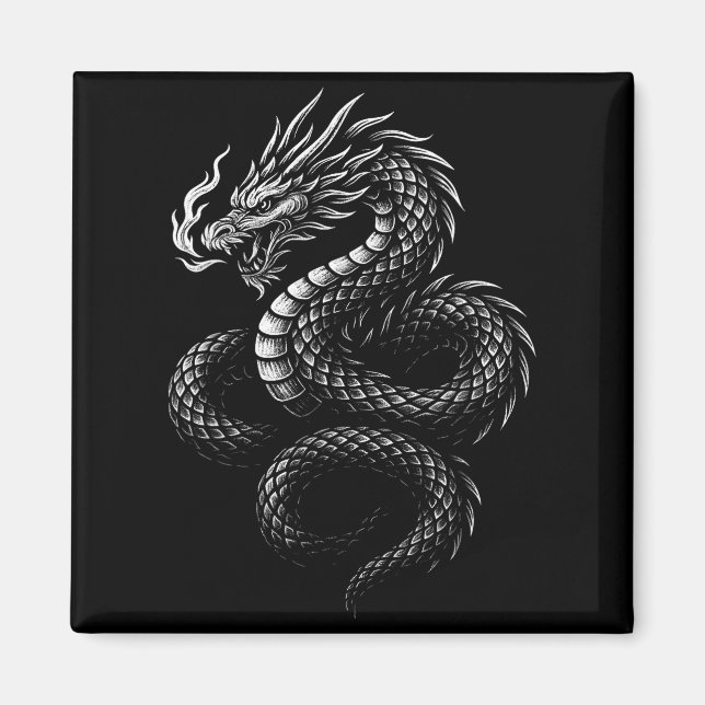 Vintage Asiatischer Drache  Magnet (Vorne)
