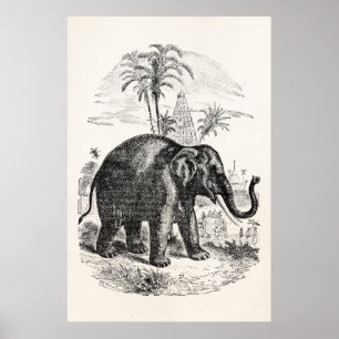 Vintage asiatischer Elefant-personalisierte Poster