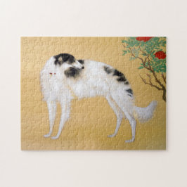 Vintage-Asiatisches Borzoi-Kunstpuzzle