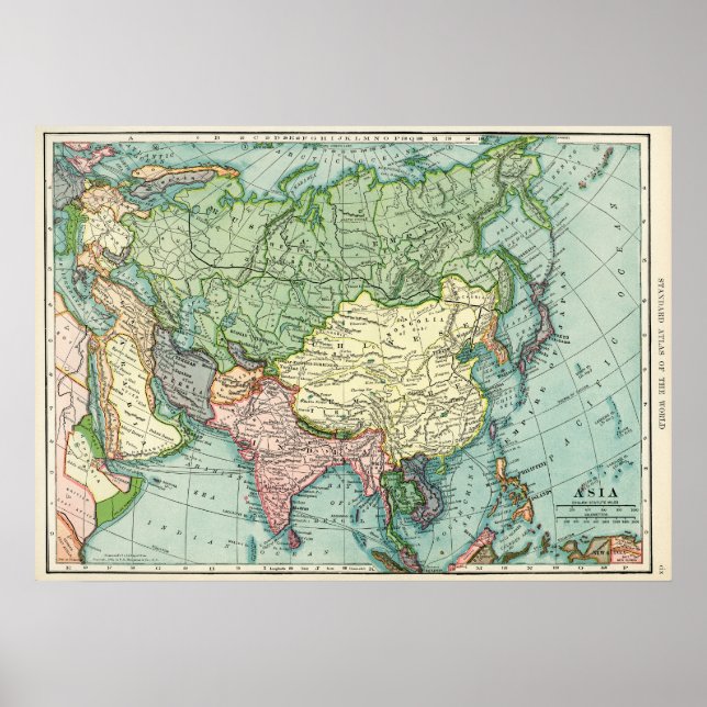 Vintage Asien-Karte Poster (Vorne)