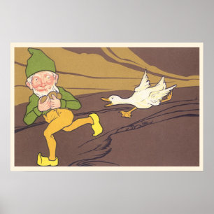 Vintage-Äsop-Fabel Gans, die das goldene Ei legte Poster