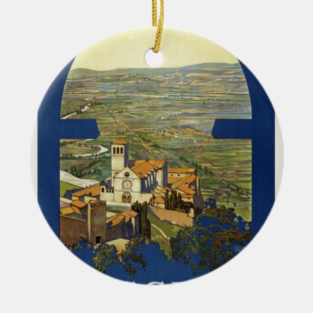 Vintage Assisi-Reise Keramikornament (Vorne)