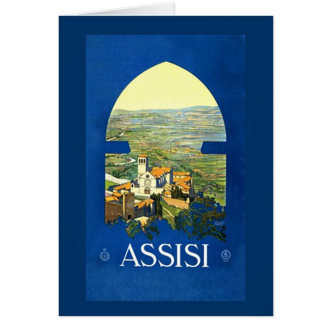 Vintage Assisi Reise-Plakat-Karten, Postkarten (Vorne)