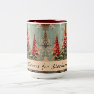 Vintage Astilbe Blume Retro Rustikale Wasserfarbe Zweifarbige Tasse
