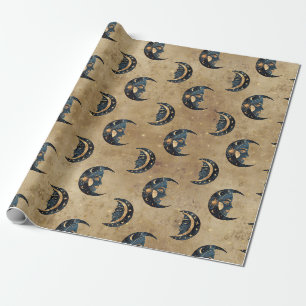 Vintage-Astrologie-Mond-Stern-Muster Geschenkpapier