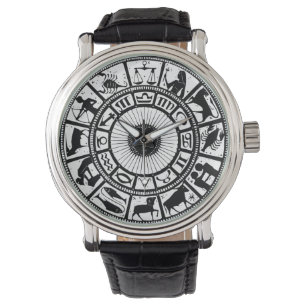 Vintage Astrologie Tierkreisrad Armbanduhr