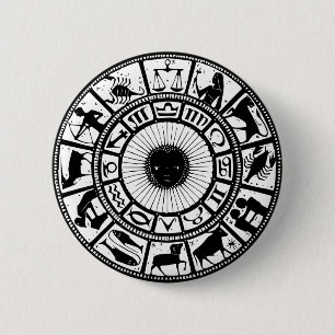 Vintage-Astrologie-Tierkreisrad Button
