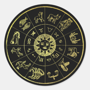 Vintage Astrologie Zodiac Star Signaturen Runder Aufkleber