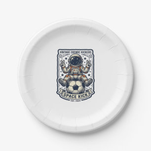 Vintage-Astronaut-Fußball-Friedenszeichen-Shirt-De Pappteller