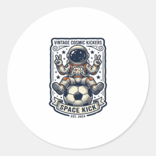 Vintage-Astronaut-Fußball-Friedenszeichen-Shirt-De Runder Aufkleber