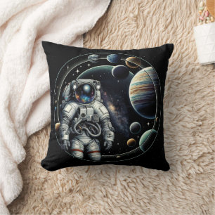 Vintage-Astronaut und Planeten Kissen