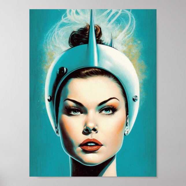 Vintage Astronautin Poster (Vorne)