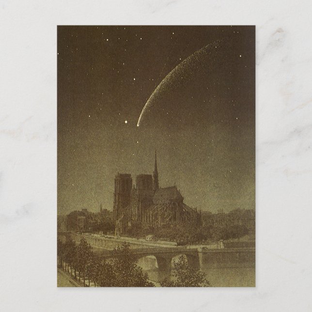 Vintage Astronomie, Donati Comet über Paris 1858 Postkarte (Vorderseite)