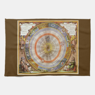 Vintage-Astronomie-Himmelsglobus-Kopernikanische P Geschirrtuch