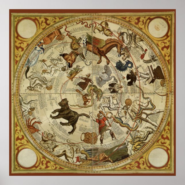 Vintage Astronomie, Himmelskarte Poster (Vorne)