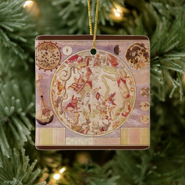 Vintage Astronomie, Himmelskarte von Carel Allard Keramikornament (Baum)