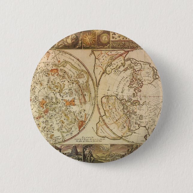 Vintage Astronomie, Himmelslandkarte Button (Vorderseite)