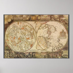 Vintage Astronomie, Himmelslandkarte Poster