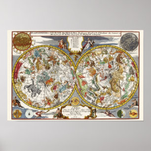 Vintage Astronomie, Himmelslandkarte Poster