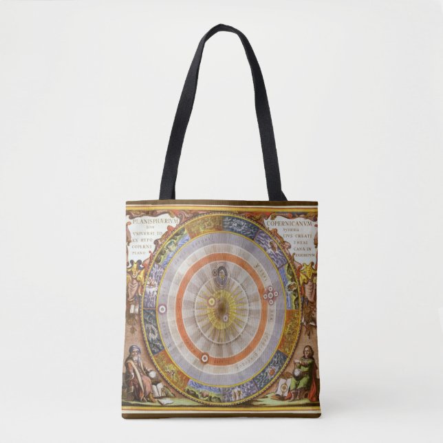 Vintage Astronomie Himmelswelt Kopernikanischer Pl Tasche (Vorderseite)