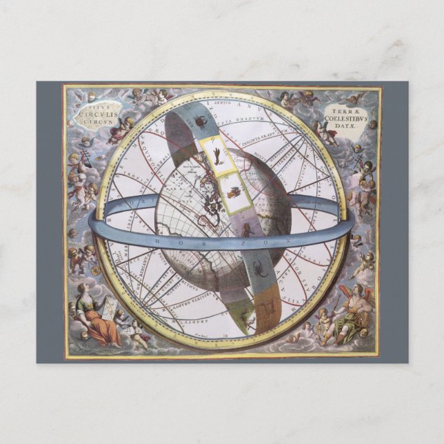 Vintage Astronomie, Himmelswelt Zodiac Postkarte (Vorderseite)