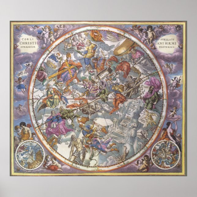Vintage Astronomie, Karte Christlicher Sternbilder Poster (Vorne)