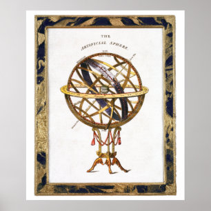 Vintage-Astronomie, künstliche oder Armillarsphäre Poster