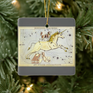 Vintage Astronomie, Monoceros-Einhornkonstellation Keramikornament