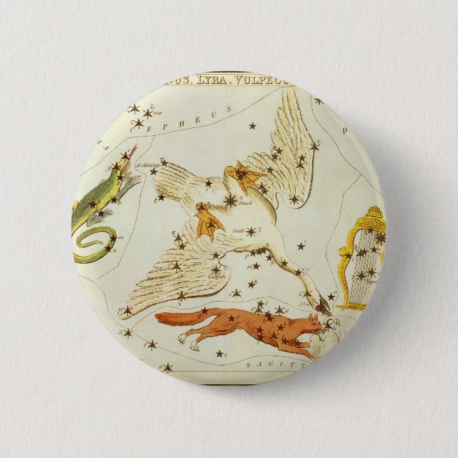 Vintage Astronomie, Sternbilder Button (Vorderseite)