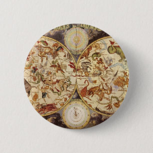 Vintage Astronomie Sternbilder, Frederik de Wit Button