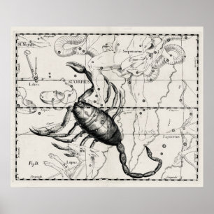 Vintage-Astronomie-Sternbilder Himmelskarte  Poster