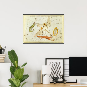 Vintage-Astronomie, Sternenkarte der Sternbilder Poster