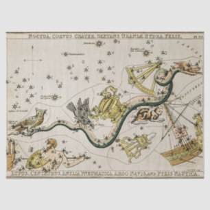 Vintage Astronomische Himmelskarte Seidenpapier