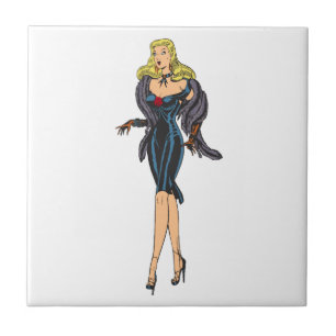 Vintage atemberaubende Glamour-Girl Retro-Blondine Fliese