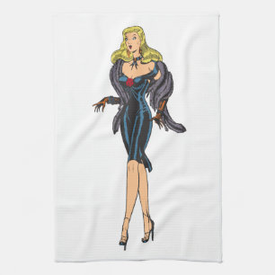 Vintage atemberaubendes Glamourgirl Retro Blondine Küchentuch