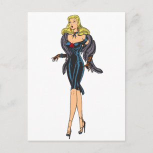 Vintage atemberaubendes Glamourgirl Retro Blondine Postkarte