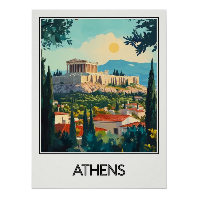Vintage-Athen-Plakat Poster (Vorderseite)