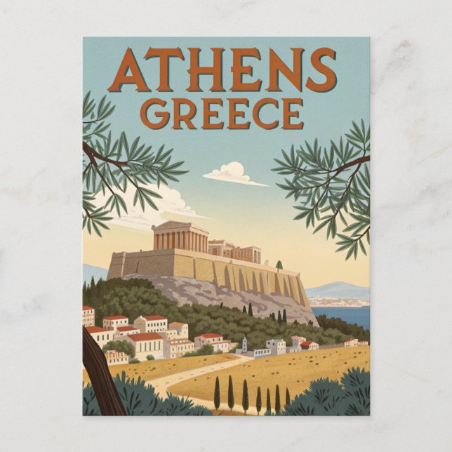 Vintage Athens Travel Postkarte (Vorderseite)