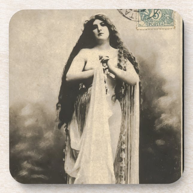 Vintage ätherische Goddess Postcard Getränkeuntersetzer (Vorderseite)