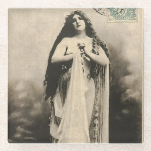 Vintage ätherische Goddess Postcard Glasuntersetzer