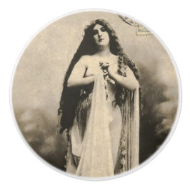 Vintage ätherische Goddess Postcard Keramikknauf
