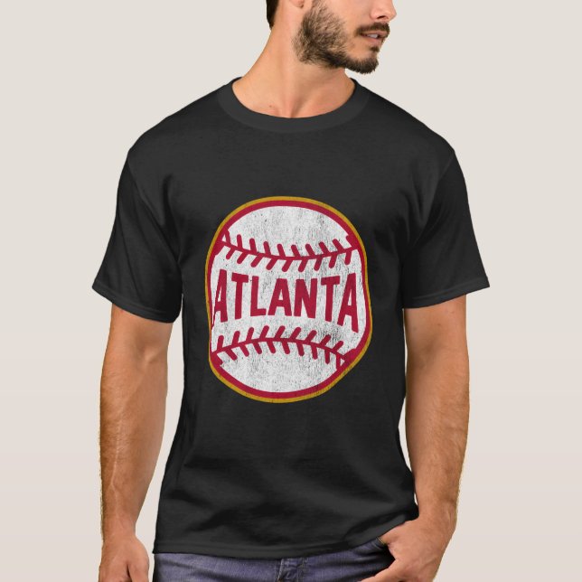 Vintage Atlanta-Baseball-Stitches T-Shirt (Vorderseite)