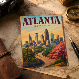 Vintage Atlanta Georgia Fußball 2026 Souvenir Postkarte