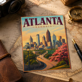 Vintage Atlanta Georgia Fußball 2026 Souvenir Postkarte