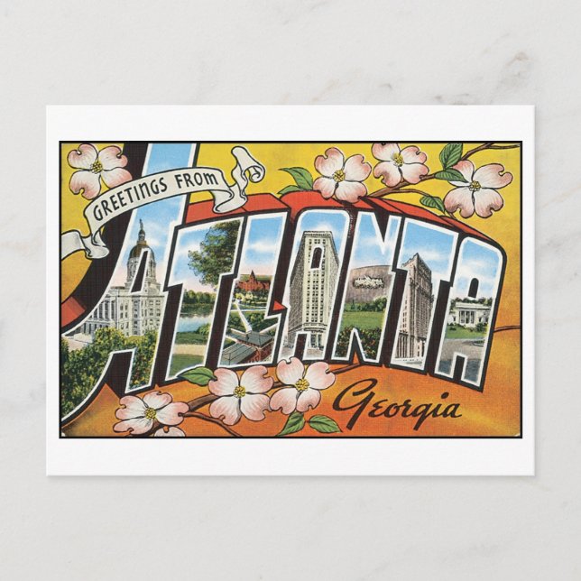 Vintage Atlanta-Postkarte Postkarte (Vorderseite)