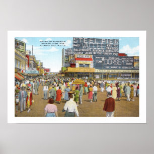 Vintage Atlantic City Boardwalk Pier Druck Poster