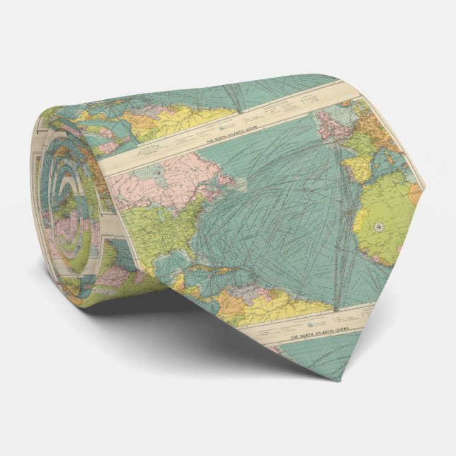 Vintage Atlantiknavigationskarte (1922) Krawatte (Gerollt)